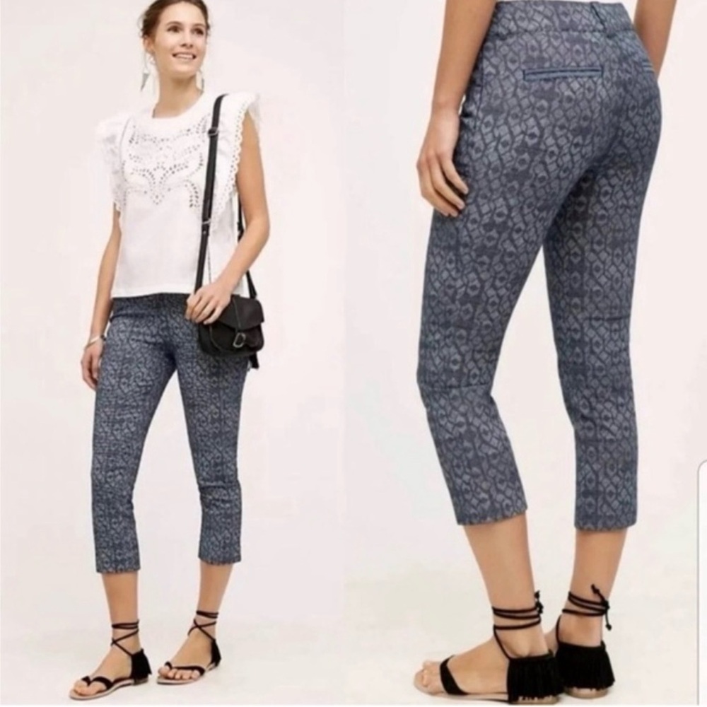 Anthropologie cartonnier Charlie trousers size 4 blue textured